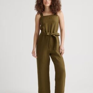 100% European Linen Square Neck Jumpsuit